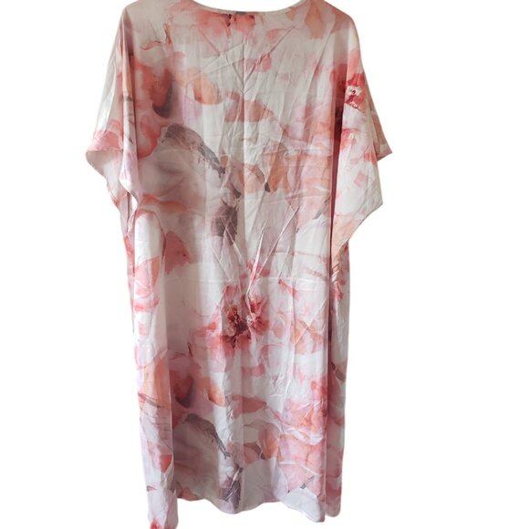 Jennifer Lopez Intimates Caftan Lounge Nightgown Boho Silky Eyelash Lace Sz XL - Picture 4 of 4